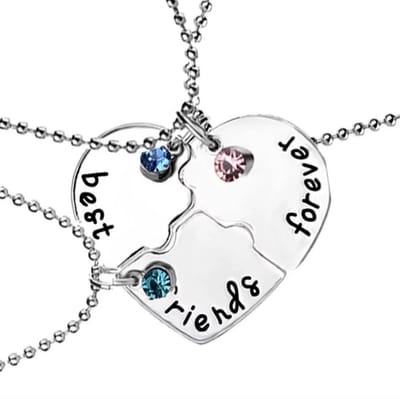 Akyol - Best Friends - 3 Leuke Vriendschapskettingen - vriendinnen ketting - ketting voor 3 - bff cadeau - best friends cadeau - vrienden-hartjes - Best Friends - bff - drie delige ketting - samenvoegen – blauw – roze – groen - vriendschap –