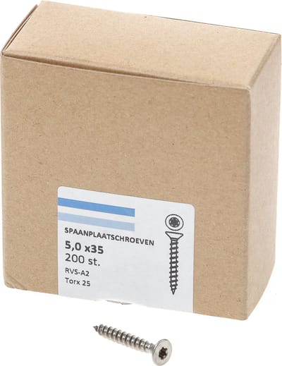 Spaanplaatschroef rvs-a2 pk tx-25 5.0x35 (200
