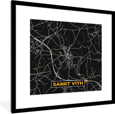 Fotolijst incl. Poster - Sankt Vith - Goud - Plattegrond - Stadskaart - Kaart - 40x40 cm - Posterlijst