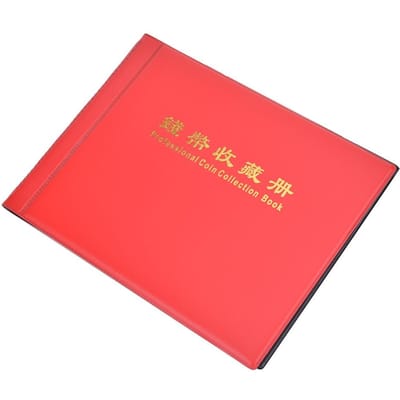 Professioneel Muntcollectieboek Vast 10 Pagina's Insteektype Album voor 240 stuks Munten(Rood ) rood