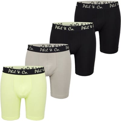 Phil & Co Boxershorts Heren Met Lange Pijpen Boxer Briefs 4-Pack Geel / Beige Maat L