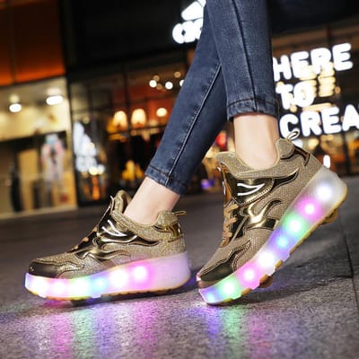 Chaussures à roulettes pour garçons à quatre roues, chaussures lumineuses à chargement USB, patins, variante invisible, chaussures éclairs pour femmes 40 gray