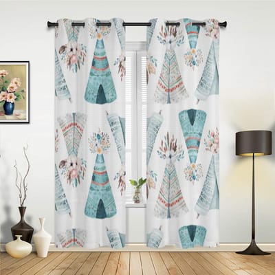 Moderne Raamgordijnen Boho Aquarel Bloemen en Bladeren Luxe Mode Gordijnen voor Woonkamer Slaapkamer Keuken Gordijnen 135W x 60H(cm) x1 gray
