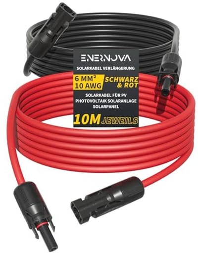 Verlengkabel voor zonne-energie 4 mm²/6 mm² - IP67 waterdicht, verkrijgbaar in lengtes van 1 tot 20 meter