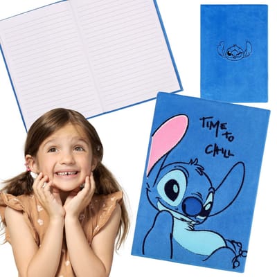 DISNEY Stitch Pluche blauw gelinieerd notitieboek/notitieboek met blauw binding A5/80 pagina's