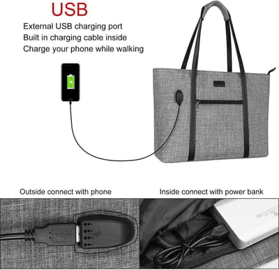 MOSISO USB-poort laptop draagtas voor vrouwen, werk reizen zakelijke computertas met kleine portemonnee