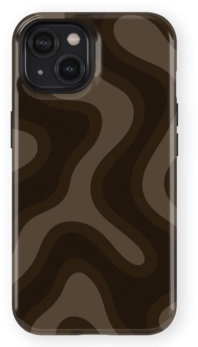 DripCase Curvy Lines Hoesje geschikt voor iPhone 14 | Backcover met Mag | Design Tough Case geschikt voor iPhone 14 Espresso Wave