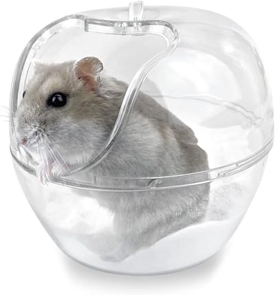 Plastic Transparante Hamster Badkuip - Dierenbad voor Hamsters, Gerbils en Chinchilla's met Schepje en Sauna Functie, Ideaal voor Kleine Huisdieren