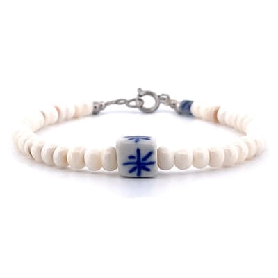 IbizaMen - heren armband - parelmoer - keramiek - vierkant - 6mm - 21cm