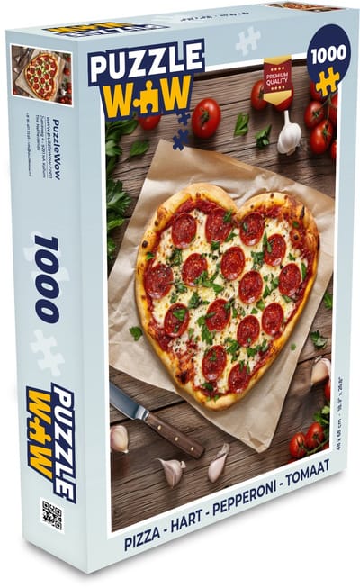 Puzzel Pizza - Hart - Pepperoni - Tomaat - Legpuzzel - Puzzel 1000 stukjes volwassenen