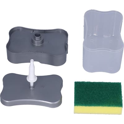 Vloeibare Zeep Pomp Dispenser Handpers Zeepcontainer Organizer met Spons Keukengereedschap gray