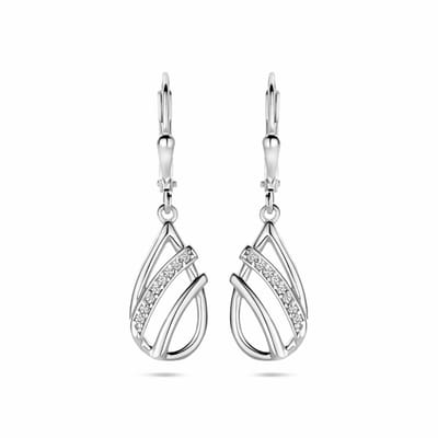 Zilver Gerhodineerd Oorhangers Druppel Zirkonia Brisur Haak 33 Mm 1340045