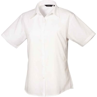 Premier Dames/Dames Popeline Blouse met Korte Mouwen (Wit)