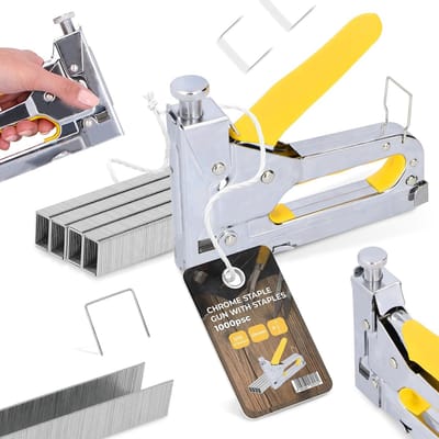 Handtacker Stoffering - Nietpistool Bouw - Meubels Stofferen - Inclusief 1000 Nietjes - 4-14 mm - Chroom
