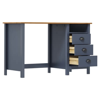 vidaXL - Bureau - Hill - 3 - lades - 120x50x74 - cm - massief - grenenhout - grijs
