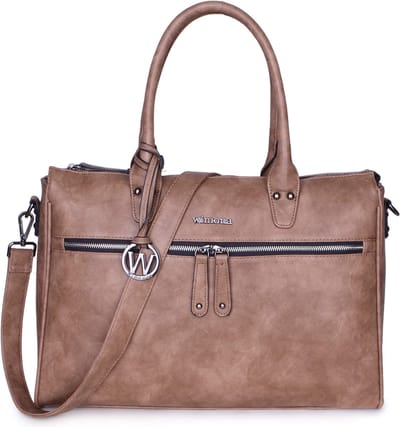 Wimona Fabiana Two 2022 Schoudertas / Laptoptas - 15,6 inch - Taupe