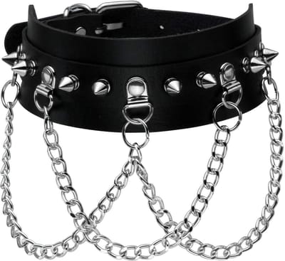 aladdien - Vintage Punk Goth Klinknagels - Modieuze Choker - PU Lederen Kraag - Dames Accessoire - Uniek en Comfortabel - Perfect voor Feestjes