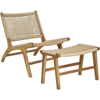 House Nordic Fauteuil Derby - Naturel Hout - Incl. Voetenbankje