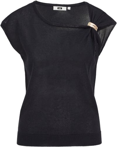 WE Fashion Dames fijngebreide trui met goud accent