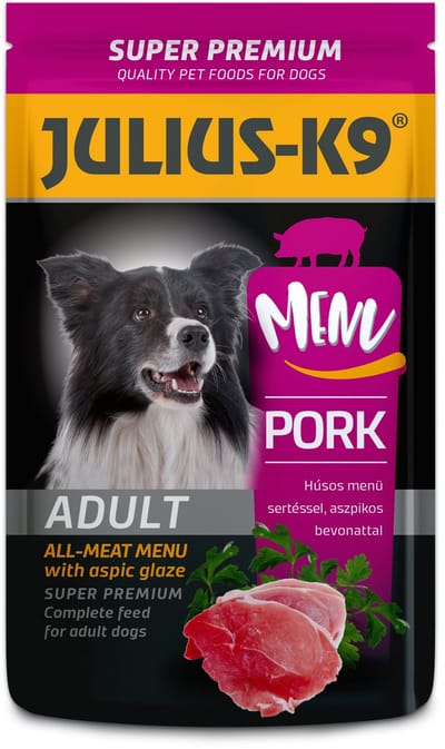 Julius-K9 - Natvoer Hond - Maaltijdzakjes - Varken - 10 x 125g