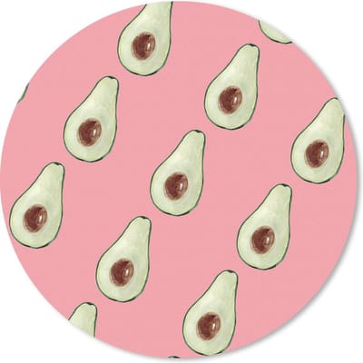 Muismat rond 20x20 cm - Mousepad Avocado - Roze - Fruit - Ronde muismatten