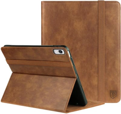 Rosso Element Hoes Geschikt voor Apple iPad Air 10.5 (2019) | Book Case | Volledige bescherming | Elastische band | Sleep/Wake functie | Met Penhouder | Verstelbare standaard | Bruin