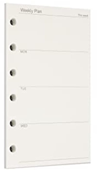 Weekly Planner A7 - 45 Vellen/90 Pagina's - Losbladig Gestanst Papier voor 6 Gaats Binder