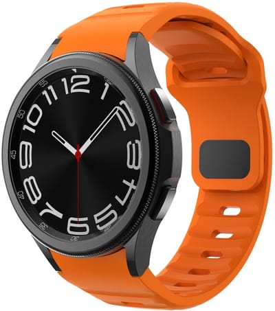 Siliconen wave bandje - geschikt voor Samsung Galaxy Watch 7 (40 & 44mm) / Watch 6 (Classic) / Watch 5 (Pro) / Watch 4 (Classic) / Watch FE - druksluiting - oranje