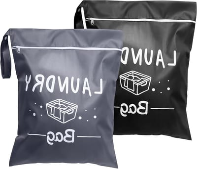 Vouwbare waszakken voor onderweg, 2-delige set met rits, herbruikbare tas voor vuile was en kleding thuis