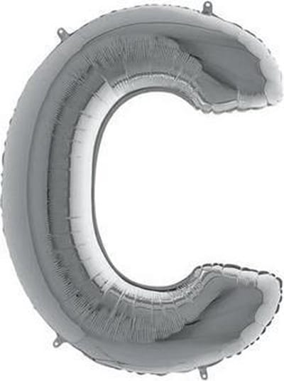 Folieballon letter C zilver (100cm)