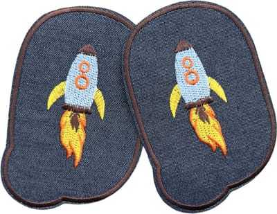 Elleboog Knie Strijk Stukken Patch Set Denim Raket 7.9 cm / 11.8 cm / Blauw