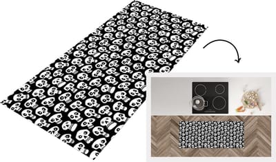 Keukenloper - Loper keuken - Patronen - Skull - Zwart Wit - 120x50 cm - Keukenloper vinyl
