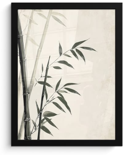 Poster in lijst - Fotolijst 30x40 cm - Posters - Japandi - Bamboe - Beige - Posterlijst zwart - Decoratie - Wanddecoratie woonkamer - Muurdecoratie slaapkamer