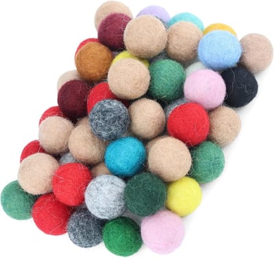 50 stuks kleurrijke viltballen, wolvilt, kralen, 20 mm, vilten pompons om te rijgen, knutselen, doe-het-zelf creatief handwerk