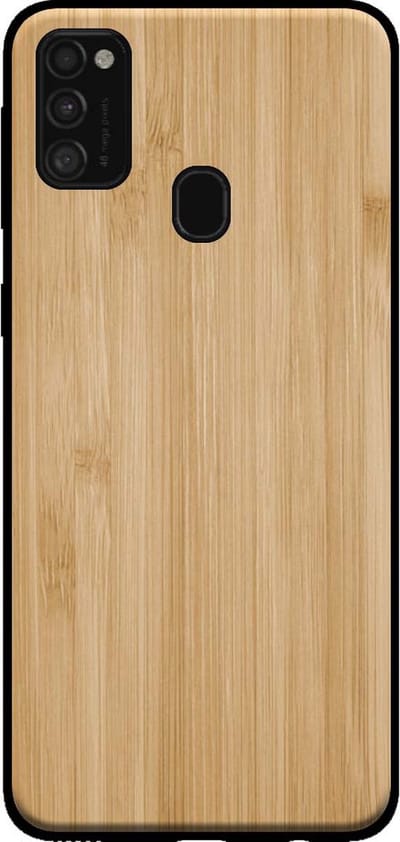 Smartphonica Telefoonhoesje voor Samsung Galaxy M21 met houten look - backcover bamboo kunsthout hoesje - Bruin geschikt voor Samsung Galaxy M21