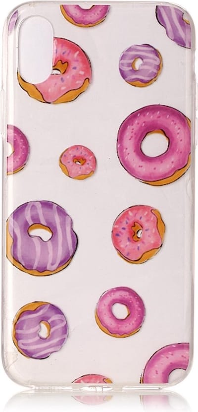 Peachy Doorzichtig hoesje donuts roze paars geschikt voor iPhone X XS cover TPU