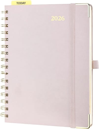 Famanu – Weekplanner 2026 A5 spiraal 12 maanden van FSC-papier met lichtroze kaft