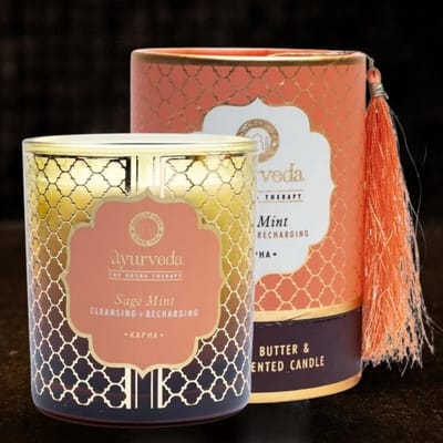 Song of India - Song of India - Kapha salie munt ayurveda geurkaars met 1 lont in glas - 200 g