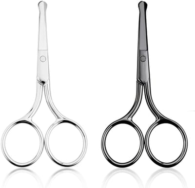 Dailygoody - Baardschaar - Neushaarschaar - Professionele vachtverzorging - Zilver en zwart - Trim neushaar en baardhaar - Geschikt voor mannen - Geïd
