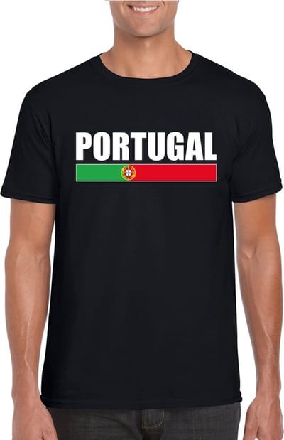 Zwart Portugal supporter t-shirt voor heren - Portugese vlag shirts S
