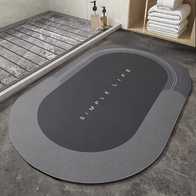 Allecto - Super absorberende vloermat - Vuilafstotende badmat - Antislip microvezel - 150 x 45 cm - Voor badkamer - Ovaal