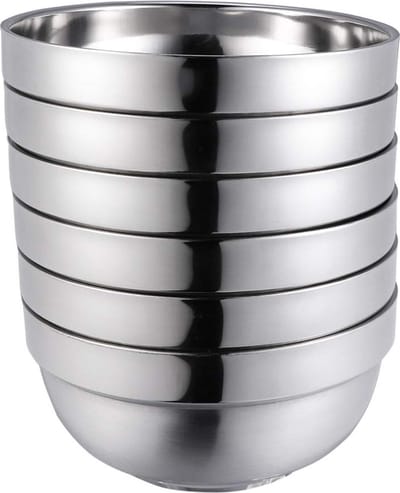 La'Moussawi ® Dubbelwandige Roestvrijstalen Serveerkommen Voor Keuken En Outdoor Activiteiten, Diameter 13 cm