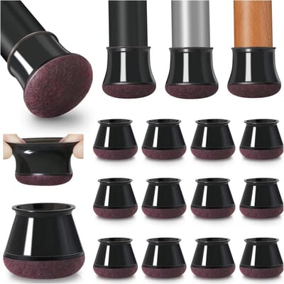 20Pcs Zwarte Stoelpootbeschermers - Silicone Vloerbeschermers voor Stoelen, Ronde Glijders voor Stoelpoot (Geschikt voor 30-40mm)