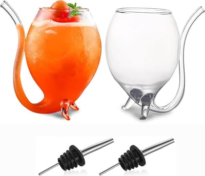 Set van 2 grote cocktailglazen voor wijn, martini en whiskey - Creatieve heldere drinkbekers voor thuis, feest en bargebruik