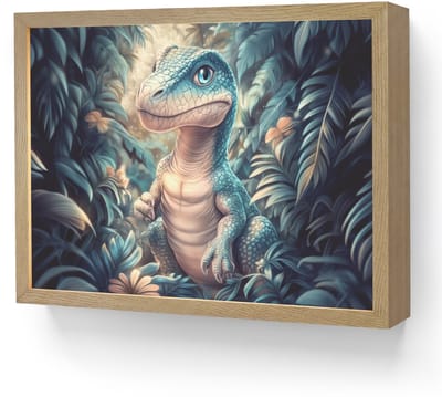 Nachtlampje 40x30 cm - Kinder lamp - Dino - Jungle - Blauw - Tafellamp kinderkamer draadloos - Slaapkamer lampje - Bedlamp kinderen - Kinderlampje - Wandlamp babykamer - Nachtlampjes