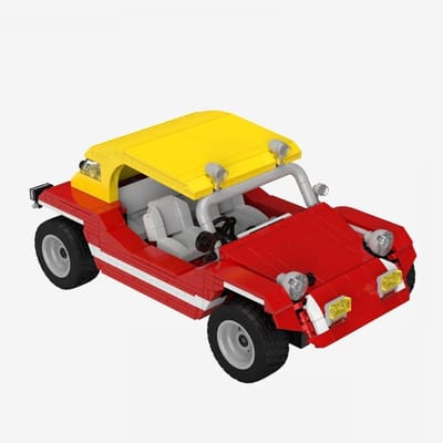 Bouwstenen Buggy - Klemblokken Auto - Zelf Bouwen - Zomers Design - 712 Stenen - Rood Geel