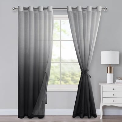 Dailygoods- Voile Gordijnen Set van 2 - Ombre Gordijnen - Verduisterend - Semi-Sheer - Hoogwaardig Polyester - H 225 x B 140 cm