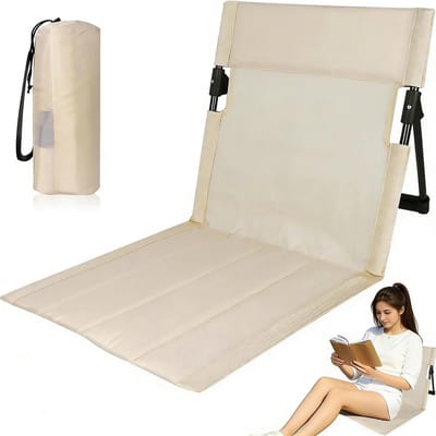 Thijox - Premium Vloerstoel Strandstoel - Lichte Outdoorzitgelegenheid met Rugleuning - Aluminium Frame - Draagtas - Voor Picknick, Vissen, Wandelen -