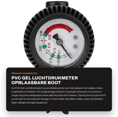 Dailygoods- Luchtdrukmeter 0-0,6 bar - PVC - Duurzaam - Slijtvast - Lange Slangadapter - Geschikt voor Kajaks/Boten/Surfplanken - Drukmeter