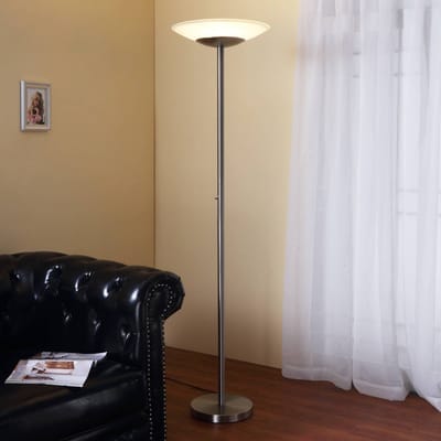 Lindby - LED vloerlamp- met dimmer - 1licht - Glas, metaal - H: 181.5 cm - wit albast, mat nikkel - Inclusief lichtbron